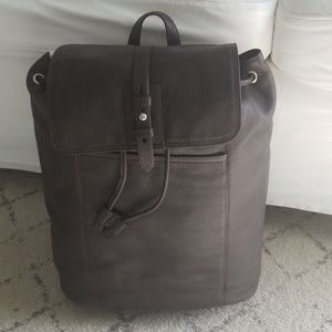 Cole Haan Chocolate Pebble Leather Backpack